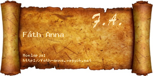 Fáth Anna névjegykártya